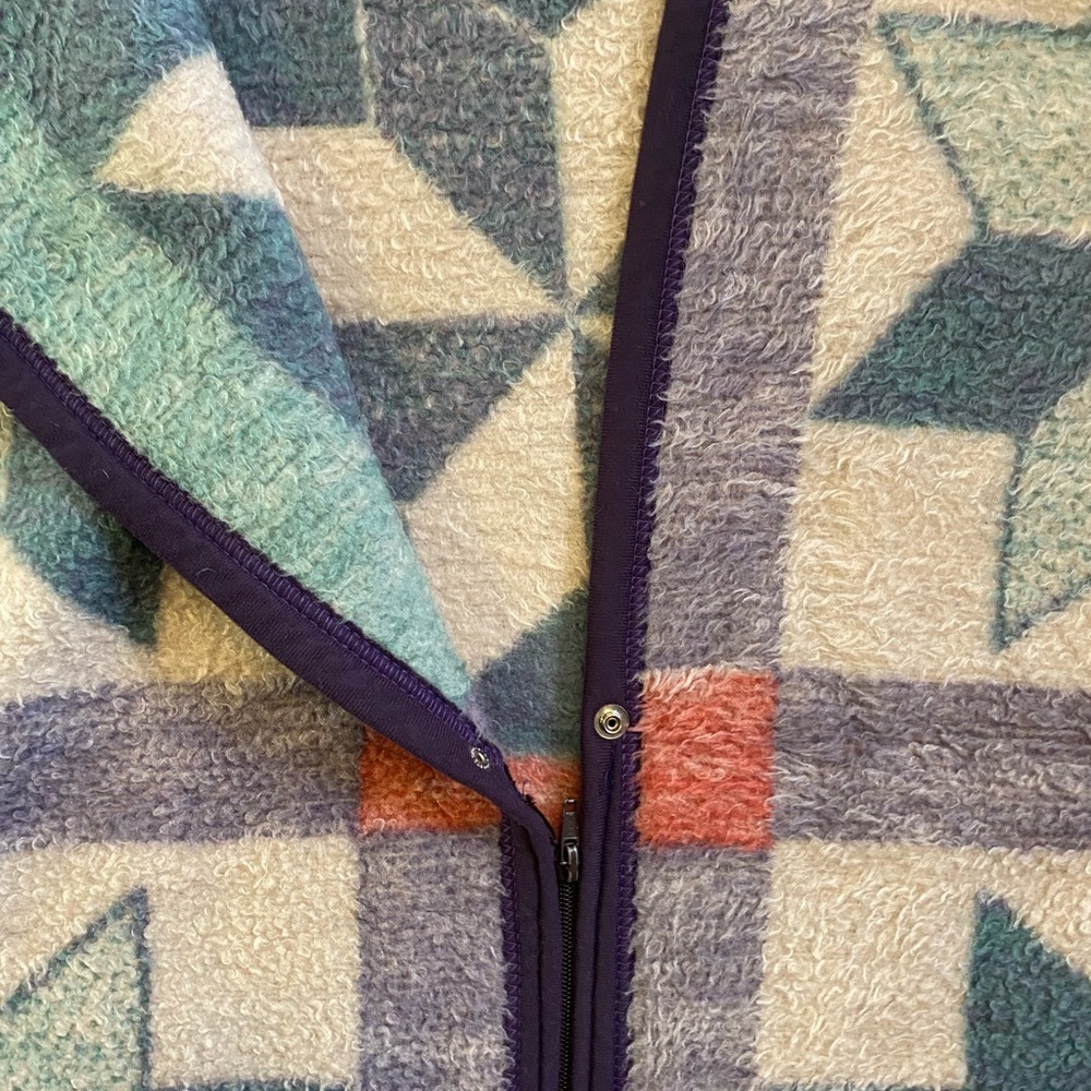 Vintage stocko 56x53 zip up button snap star fuzzy fleece snuggie blanket throw - Picture 5 of 6
